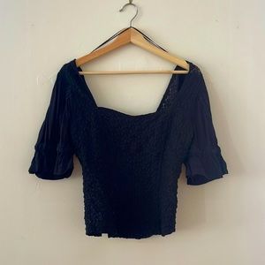 Free people black embroidery top